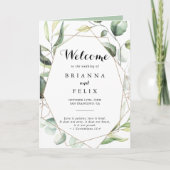 Programme Mariage plié Géométrique Élégant Or (Devant)