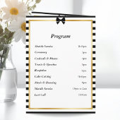 Programme Mariage Plié Rayure Noir Blanc Cadre Or