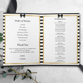 Programme Mariage Plié Rayure Noir Blanc Cadre Or