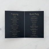Programme Mariage plié vert bleu or géométrique (Intérieur)