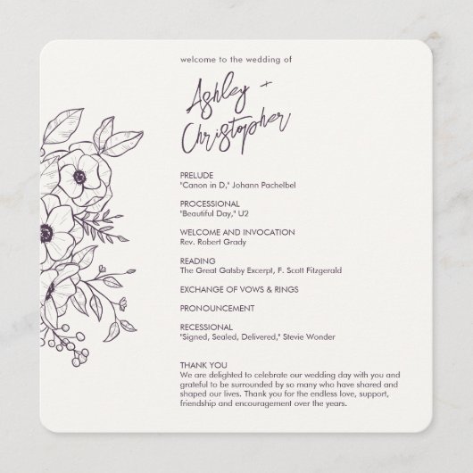 Programme Mariage pourpre de plante végétale végétale végéta (Devant)