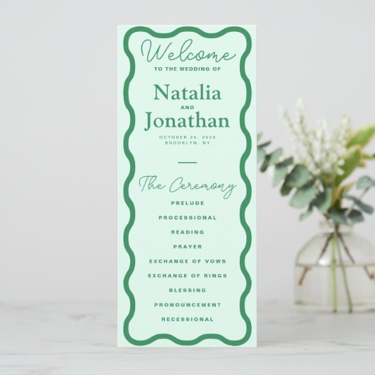 Programme Mariage rétro Mint Wavy (Debout devant)