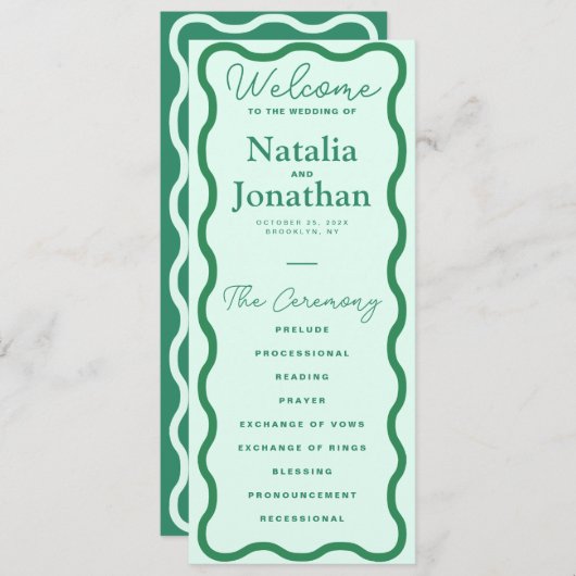 Programme Mariage rétro Mint Wavy (Devant / Derrière)