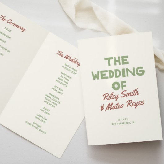 Programme Mariage Rétro Moderne Tons Terreux Funky 