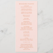 Programme Mariage rétro rose et orange (Dos)