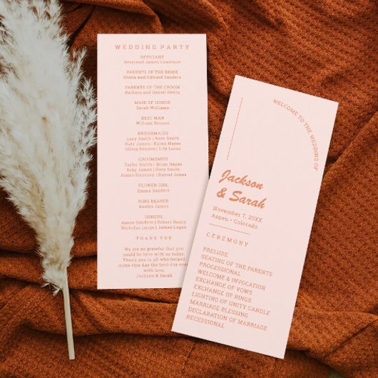 Programme Mariage rétro rose et orange