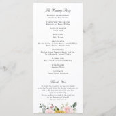 Programme Mariage romantique à fleurs blanches rose (Dos)