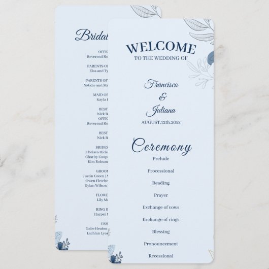 Programme Mariage romantique au bord de l'eau (Devant / Derrière)
