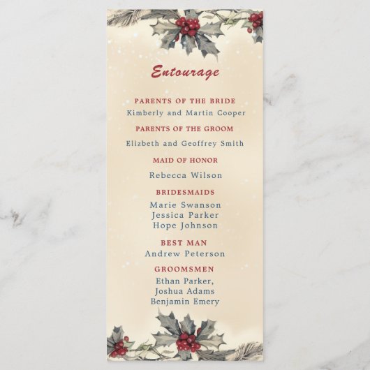 Programme Mariage romantique d'hiver (Dos)