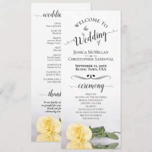 Programme Mariage Romantique Rose Jaune Beurre Élégant