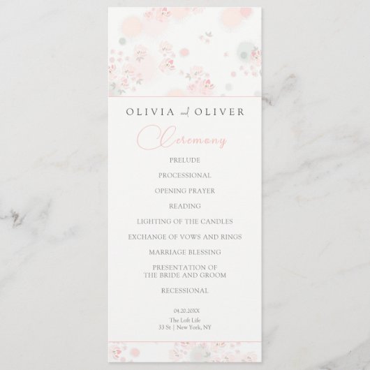Programme Mariage Rose de thé doux (Devant)
