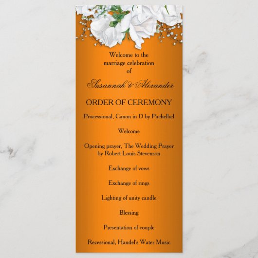 Programme Mariage Rose élégant orange vibre (Devant)