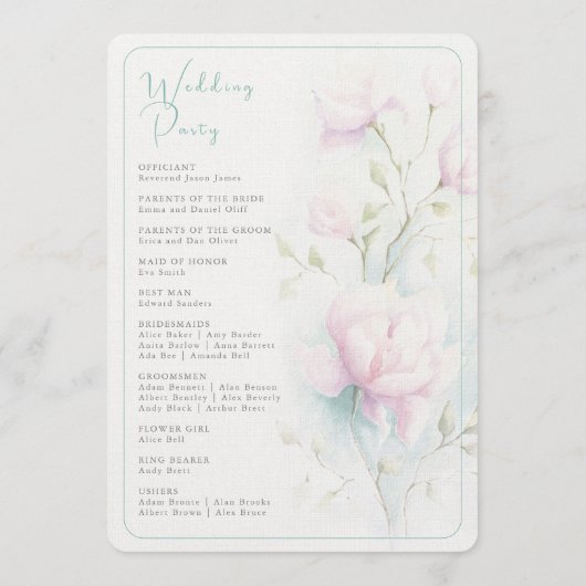 Programme Mariage rose Magnolia (Dos)
