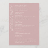 Programme Mariage Rose minimaliste moderne Dusty (Dos)