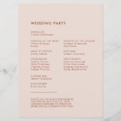 Programme Mariage rose pêche rétro élégant (Dos)