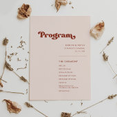 Programme Mariage rose pêche rétro élégant
