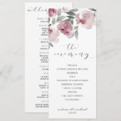 Programme Mariage Rose Poussiéreux Mauve Aquarelle (Devant / Derrière)