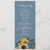 Programme Mariage Roses Fleurs de Tournesol Bleu Poussiéreux (Dos)
