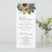 Programme Mariage Roses Fleurs de Tournesol Bleu Poussiéreux (Debout devant)
