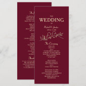 Programme Mariage Rouge Bourgogne (Devant / Derrière)