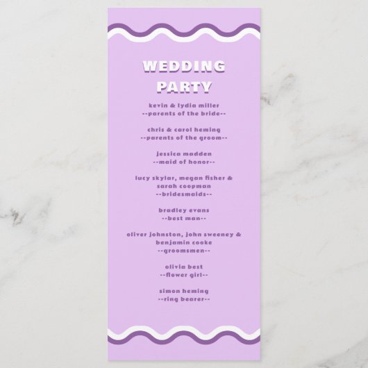 Programme Mariage rouge ondulé rétro Squiggle (Dos)