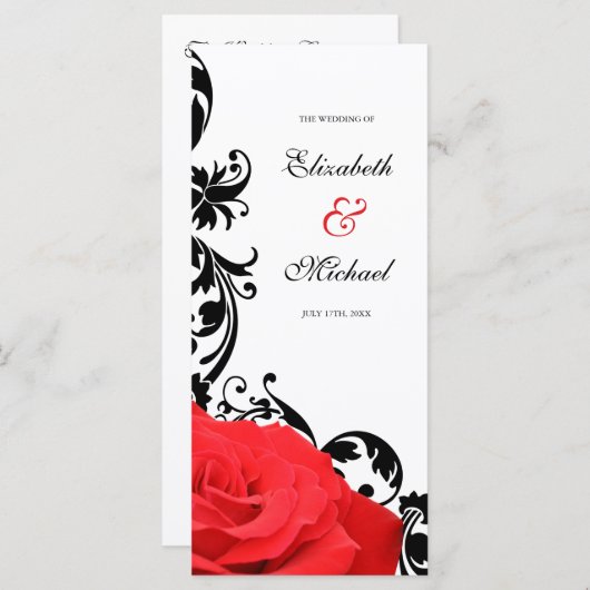 Programme Mariage rouge rose noire (Devant / Derrière)