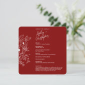 Programme Mariage rouge rubis floral minimal (Debout devant)