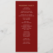 Programme Mariage Royal Épée Blanche Florale Écarlate (Dos)