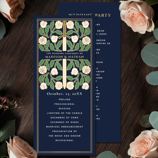 Programme Mariage Royal Épée Fleurie Blanche Bleue Or
