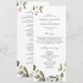 Programme Mariage Rustique à l'Aquarelle avec Eucalyptus Sem (Devant / Derrière)