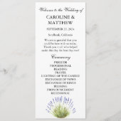 Programme Mariage Rustique Aquarelle Fleur Lavande Violette  (Devant)