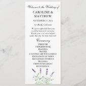 Programme Mariage rustique aquarelle floral violet lavande  (Devant)