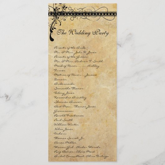 Programme Mariage Rustique de la Renaissance Médiévale (Dos)