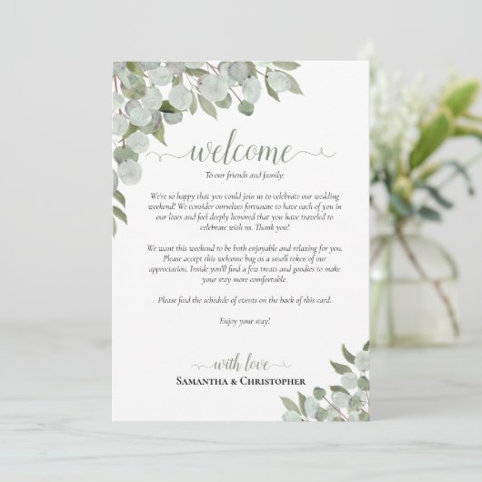 Programme Mariage Rustique Eucalyptus : Bienvenue et Program (Debout devant)