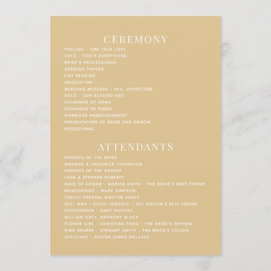 Programme Mariage Rustique Turquoise Beach (Dos)