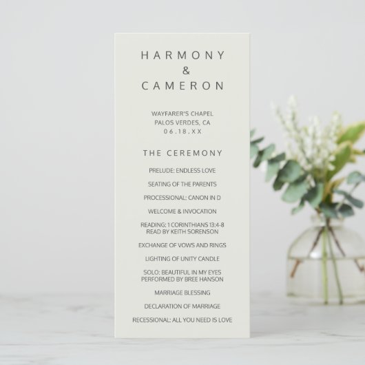 Programme Mariage Simple Beige Clair (Debout devant)