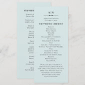 Programme Mariage simple bleu. Typographie classique élégant (Devant / Derrière)