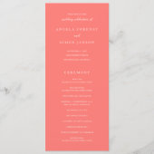 Programme Mariage Simple Corail Vibrant Moderne (Devant)