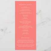 Programme Mariage Simple Corail Vibrant Moderne (Dos)
