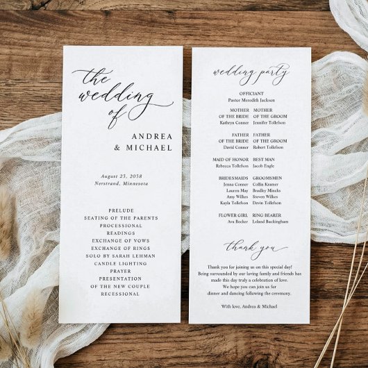 Programme Mariage Simple Élégant Sophistiqué