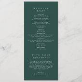 Programme Mariage Simple Émeraude Classique (Dos)