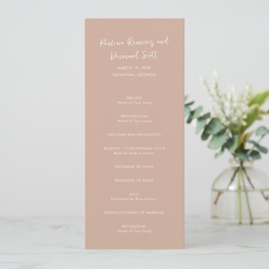 Programme Mariage simple neutre et terreux moderne (Debout devant)