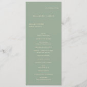 Programme Mariage Simple Vert Sauge Moderne (Devant)