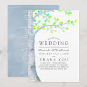 Programme Mariage sous les bouleaux au printemps aquarelle (Devant / Derrière)