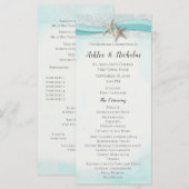 Programme Mariage sur la plage avec ruban et étoile de mer (Devant / Derrière)