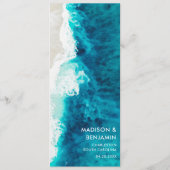 Programme Mariage sur le sable de la plage océan bleu rétro (Dos)