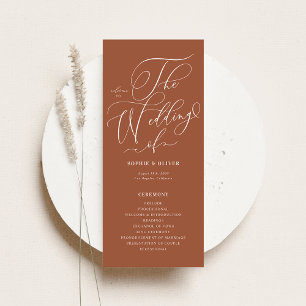 Programme Mariage Terracotta Calligraphie Bohème Fantaisiste