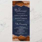 Programme Mariage Terracotta Orange Brûlé Marbre Agate Navy (Devant)
