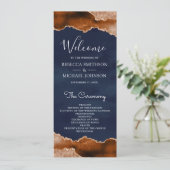 Programme Mariage Terracotta Orange Brûlé Marbre Agate Navy (Debout devant)