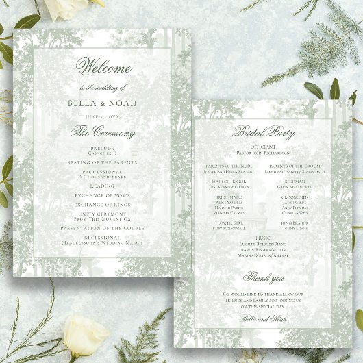 Programme Mariage Toile de Paysage Vert Sauge Classique